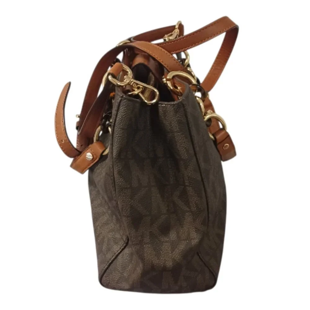 Michael Kors Brown Cynthia Convertible Saffiano Leather Crossbody Satchel Bag - Picture 7 of 12